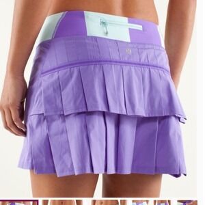 Lululemon Run Pace Setter Skirt Purple Mint Pleated Tennis Skort 6 Tall